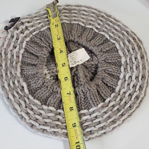 Cappellificio Fiorentino Hat Beret Wool blend Gray/white Striped Italy NWT - Picture 7 of 7